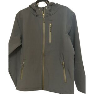 Crisp Grey/Blue Fullzip Jacket‎ With Hood Mens Size XS Runs Slightly Bigger NWOT